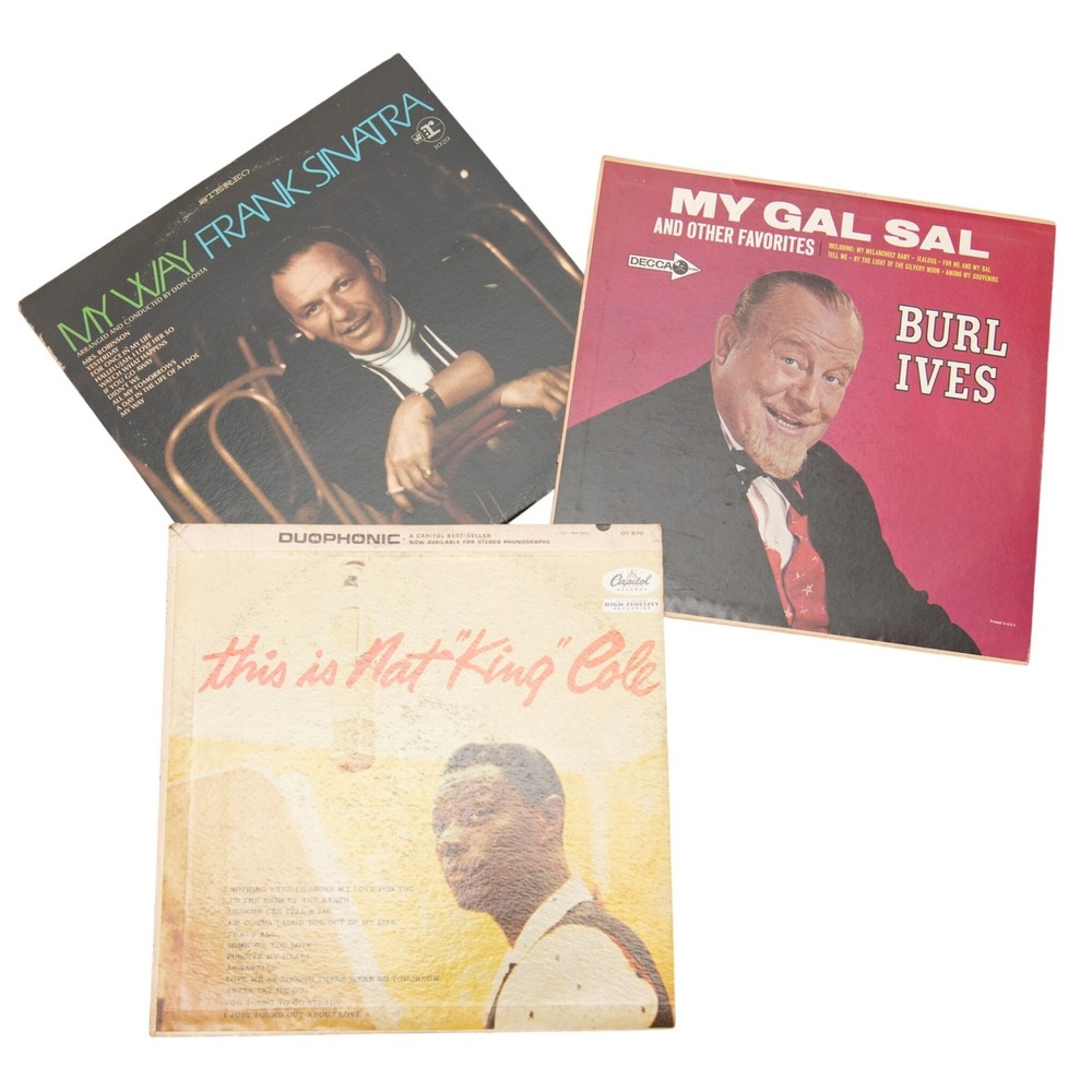 VTG Vinyl Records Frank Sinatra My Way Nat King Cole Burl Ives LP Retro Crooners